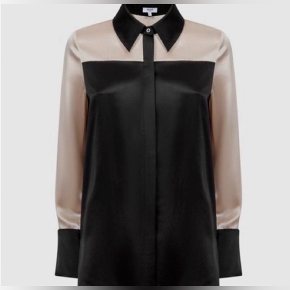 Reiss. Silk Elegant Black and Cream Women's Top - Picture 1 of 7